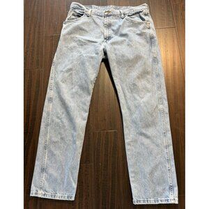 Wrangler Jeans Mens 38 x32 Blue Denim Light Wash Straight Leg 96501SL